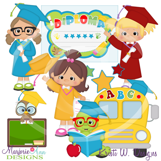 Kindergarten Graduation Girls SVG Cutting Files Includes Clipart - Click Image to Close